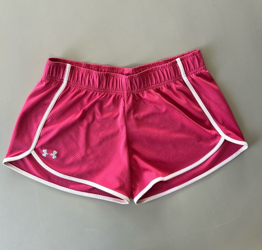 Under Armour Women’s Small Pink Heat Gear Athletic Running Shorts Loose Fit